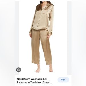 Nordstrom Washable Silk Pajamas in Tan Mink